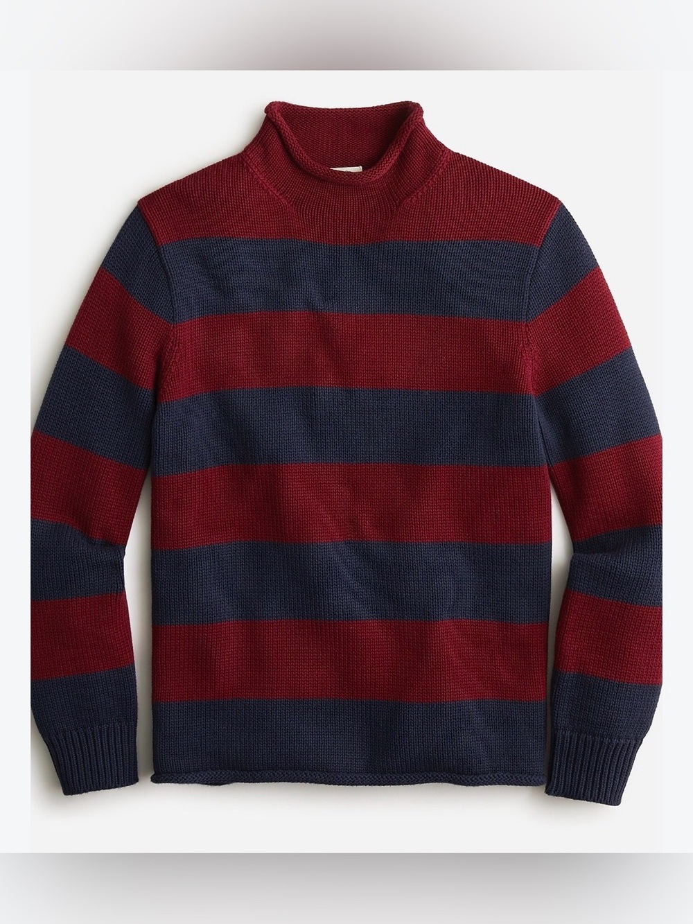J.CREW Heritage Cotton
Rollneck Letter Sweater Rugby Stripe
Pattern J Patch Sz M
